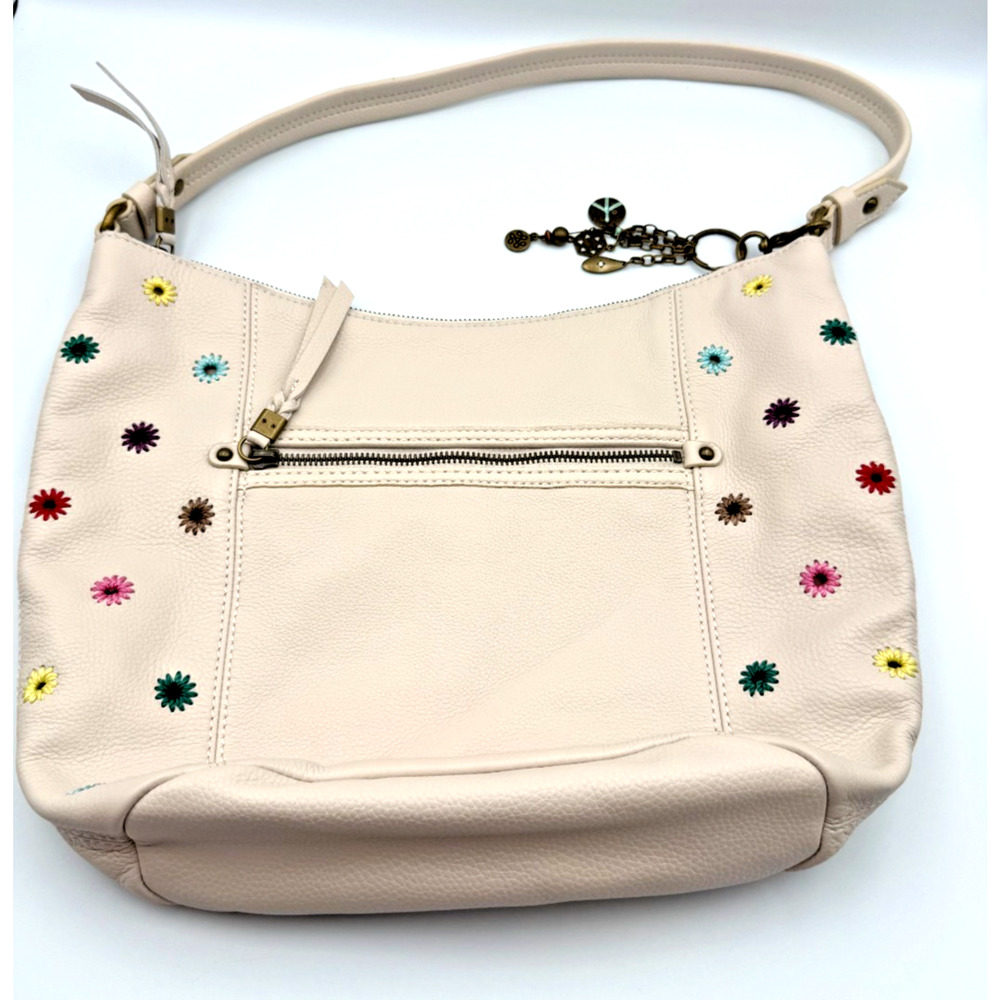 The Sak Sequoia Leather Hobo Bag in Stone With Embroidered Flowers Style 107136 - Picture 2 of 9